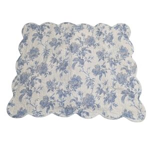 Blue White Floral Standard Pillow Shams Cottagecore Shabby Chic Cotton